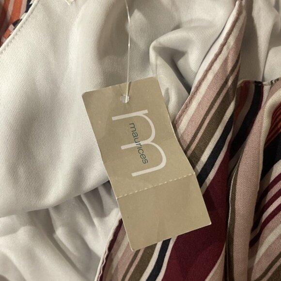 NWT Maurices Women's Multicolored Striped Sleeveless Midi Dress Size L V Neck - Picture 9 of 11